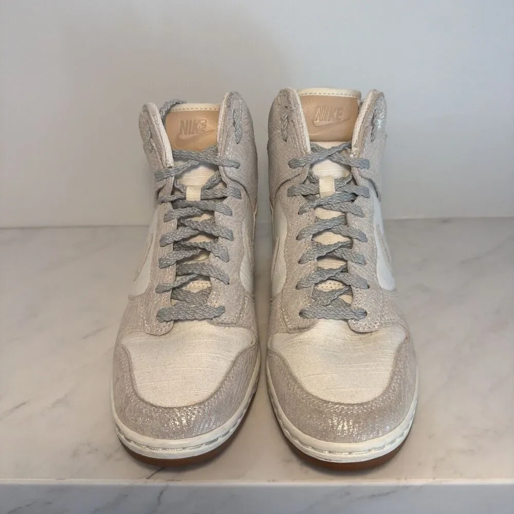 Nike Dunk Sky High Vintage Sail Metallic Silver Women’s Sneaker 8.5 Vtg Tumblr